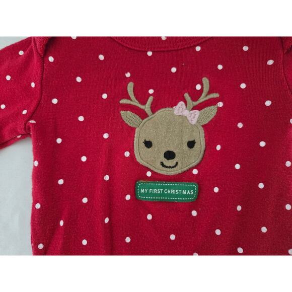 Child of mine by Carter's 0 to 3 months polka dot long sleeve one piece - Picture 2 of 4